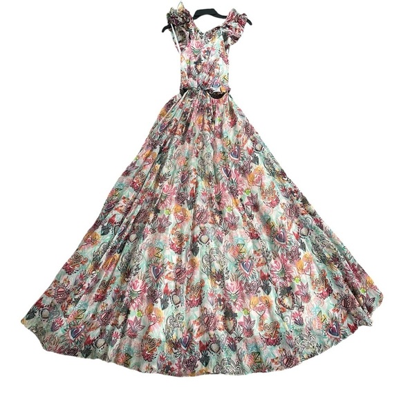 Zimmerman the Lovestruck Ruffle Maxi Dress Flaming Hearts Print size 0 | US 4 - Picture 5 of 16